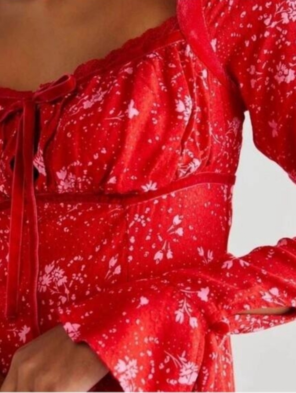 FREE PEOPLE Tess Mini Dress Red Floral Pop Combo, size S - Picture 4 of 16